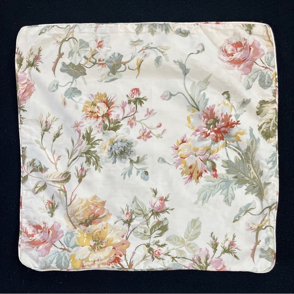 Ralph Lauren Wentworth Floral Accent Throw Pillow Cover Ivory 17” Sateen Cotton - Picture 2 of 5